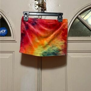 Tie-Dye Mini Skirt - Vibrant Rainbow Colors